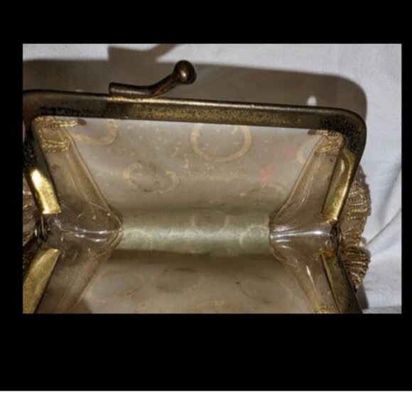 Vintage 50s Gold tone Glitter Glam Mini Coin Purse 3"x5.5" - Picture 2 of 3